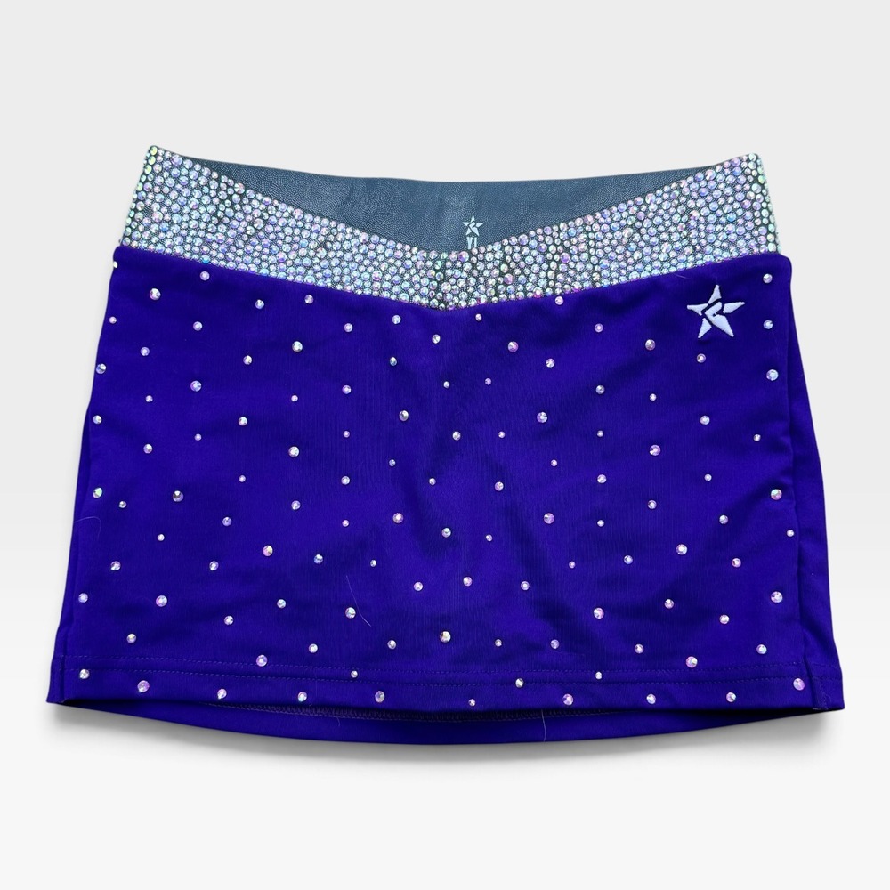 Rebel Athletic Girls Cheer Short Size Youth M Purple Rhinestone Sparkle